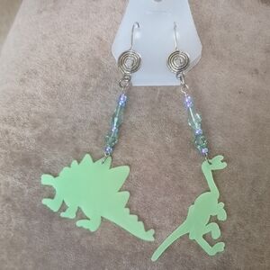 Green Dinosaur Kids Earrings